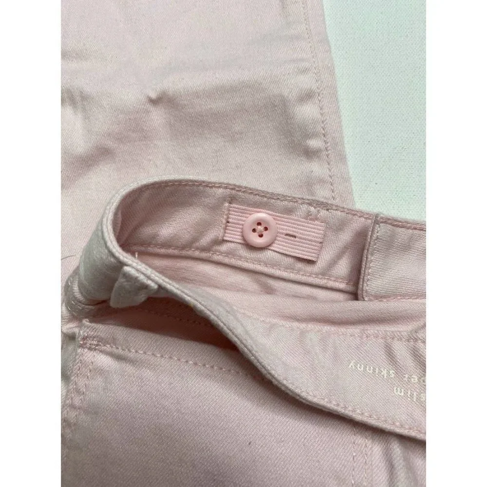 Girls Light Pink Denin‎ Jeans Hearts Adjustable Waist Super Skinny 12 Slim NEW